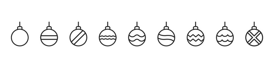 Christmas balls icons set. Decoration for the new year and christmas. Vector illustration
