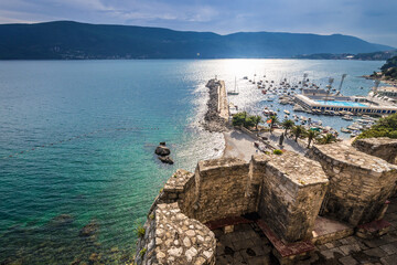 Kotor Bay and Zalo beach, view from Venetian fort in Herceg Novi, Romania