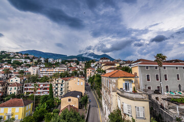 Fototapeta na wymiar View on buildings in Herceg Novi city, Montenegro