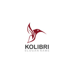 Colibri bird logo line outline creative vector icon illustration design