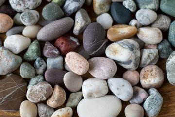 colored stones in the light of a cloudy day
