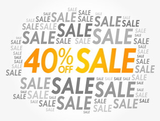 40% OFF Sale word cloud collage, business concept background