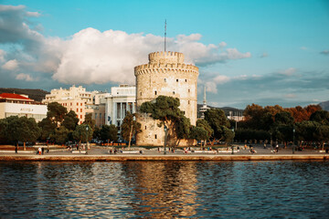 Thessaloniki White Tower from Boat - Powered by Adobe
