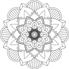 Easy Mandala coloring book simple and basic for beginners, seniors and children. Set of Mehndi flower pattern for Henna drawing and tattoo. Decoration in ethnic oriental, Indian style.