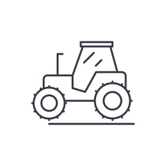Farm tractor icon, linear isolated illustration, thin line vector, web design sign, outline concept symbol with editable stroke on white background.
