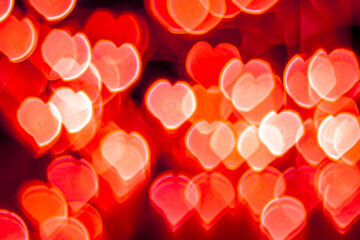 Red Heart Bokeh on black background. Valentine concept