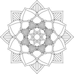 Easy Mandala coloring book simple and basic for beginners, seniors and children. Set of Mehndi flower pattern for Henna drawing and tattoo. Decoration in ethnic oriental, Indian style.