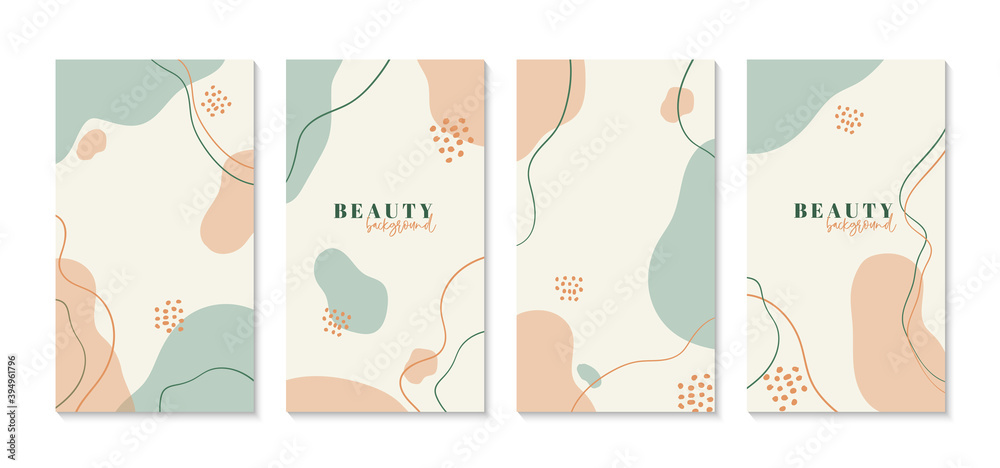 Canvas Prints set of abstract vertical minimal backgrounds in pastel colors. vector organic templates for social m
