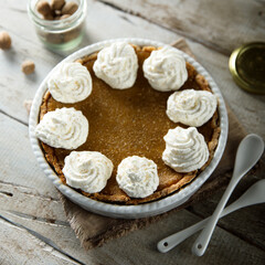Homemade pumpkin pie with spices