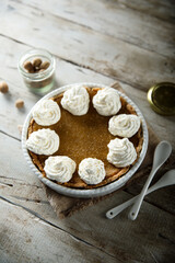 Homemade pumpkin pie with spices