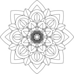Easy Mandala coloring book simple and basic for beginners, seniors and children. Set of Mehndi flower pattern for Henna drawing and tattoo. Decoration in ethnic oriental, Indian style.