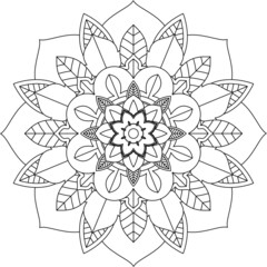 Easy Mandala coloring book simple and basic for beginners, seniors and children. Set of Mehndi flower pattern for Henna drawing and tattoo. Decoration in ethnic oriental, Indian style.