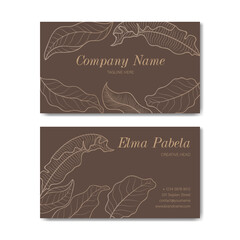 Elegant business card template with hand drawn floral background