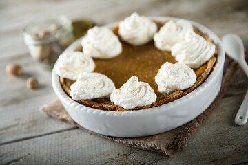 Homemade pumpkin pie with spices