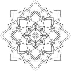 Easy Mandala coloring book simple and basic for beginners, seniors and children. Set of Mehndi flower pattern for Henna drawing and tattoo. Decoration in ethnic oriental, Indian style.