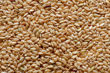 Background of grain brown rice. Food design. Flat lay.