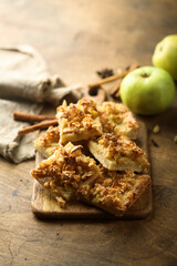 Traditional homemade apple pie with spices