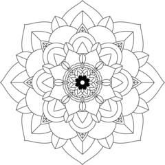 Easy Mandala coloring book simple and basic for beginners, seniors and children. Set of Mehndi flower pattern for Henna drawing and tattoo. Decoration in ethnic oriental, Indian style.