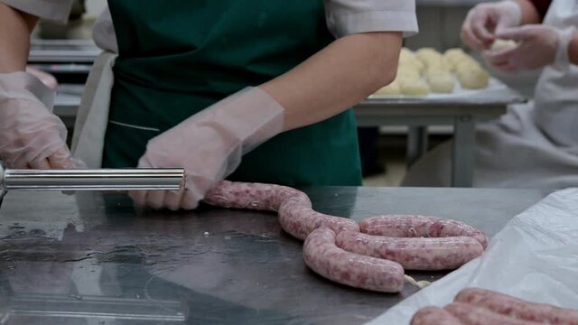 sausage making process factory manual machine meat