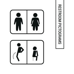 Vector image. Pictograms for women's restrooms and men's restrooms.