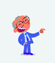 cartoon character of businessman looks with doubt and somewhat surprised