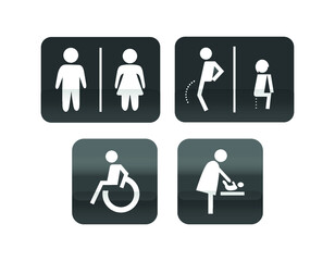 Vector image. Pictograms for women, handicapped, changing table, babies and men's restrooms.