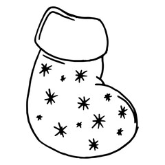 Christmas gift sock. Vector illustration of Santa's sock.