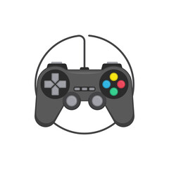Game controller or gamepad in flat style. Joystick icon isolated on white background. Control console for video games. Vector illustration EPS 10.