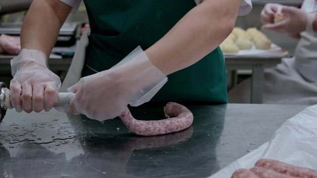 sausage making process factory manual machine meat