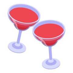 Beach cocktail cheers icon. Isometric of beach cocktail cheers vector icon for web design isolated on white background