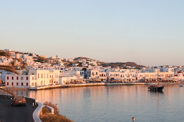 Fototapeta na wymiar panorama of the white city in the morning sunlight