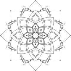 Obraz premium Easy Mandala coloring book simple and basic for beginners, seniors and children. Set of Mehndi flower pattern for Henna drawing and tattoo. Decoration in ethnic oriental, Indian style.
