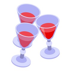 Wine red glass cheers icon. Isometric of wine red glass cheers vector icon for web design isolated on white background