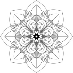 Easy Mandala coloring book simple and basic for beginners, seniors and children. Set of Mehndi flower pattern for Henna drawing and tattoo. Decoration in ethnic oriental, Indian style.