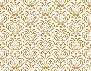 Luxury folklre geometric seamless pattern. Hand drawn graphic design, nature flourish leaves elements, gold 3 D line texture on whit background. Vector