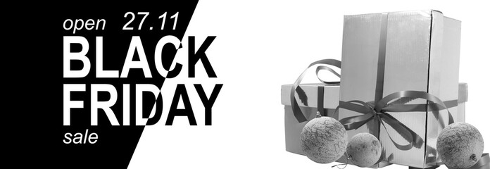 black and white gift boxes with the text black friday