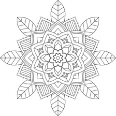 Easy Mandala coloring book simple and basic for beginners, seniors and children. Set of Mehndi flower pattern for Henna drawing and tattoo. Decoration in ethnic oriental, Indian style.