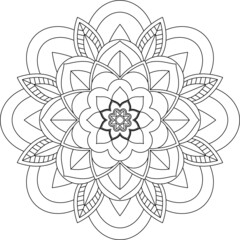 Easy Mandala coloring book simple and basic for beginners, seniors and children. Set of Mehndi flower pattern for Henna drawing and tattoo. Decoration in ethnic oriental, Indian style.