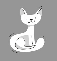 Cute cat sitting and looking vector illustration, domestic pet cartoon.