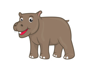 Cute and Sweet Rhinoceros with Standing Gesture Illustration
