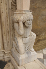Bergamo (Italy). Architectural detail on the exterior of the Basilica of Santa Maria Maggiore in the city of Bergamo