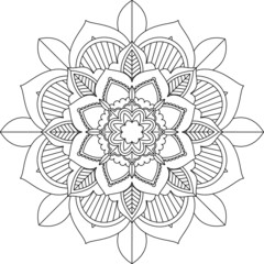 Easy Mandala coloring book simple and basic for beginners, seniors and children. Set of Mehndi flower pattern for Henna drawing and tattoo. Decoration in ethnic oriental, Indian style.