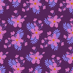 Seamless floral pattern. Background in small flowers for textiles, fabrics, cotton fabric, covers, wallpaper, print, gift wrapping, postcard, scrapbooking