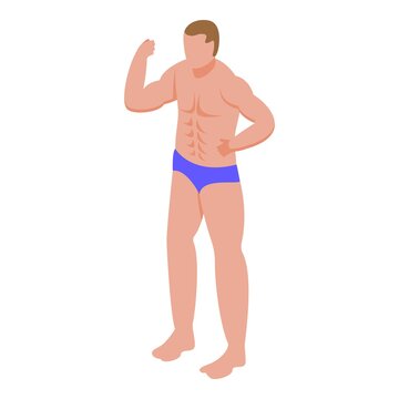 Boy bodybuilding icon. Isometric of boy bodybuilding vector icon for web design isolated on white background