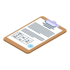 Auction clipboard icon. Isometric of auction clipboard vector icon for web design isolated on white background