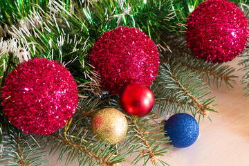 Christmas tree branch, new year or Christmas holidays