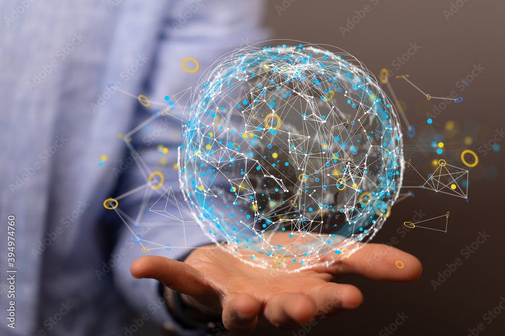 Wall mural sphere network structure - abstract design connection design