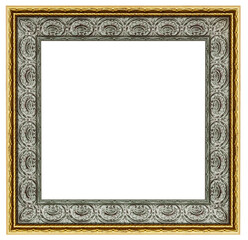 Old vintage silver ornamental frame isolated on a white background