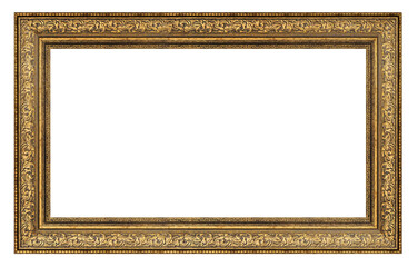 Old vintage golden frame isolated on a white background