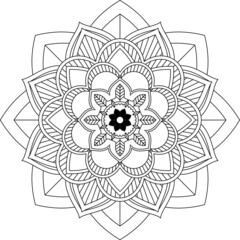 Easy Mandala coloring book simple and basic for beginners, seniors and children. Set of Mehndi flower pattern for Henna drawing and tattoo. Decoration in ethnic oriental, Indian style.